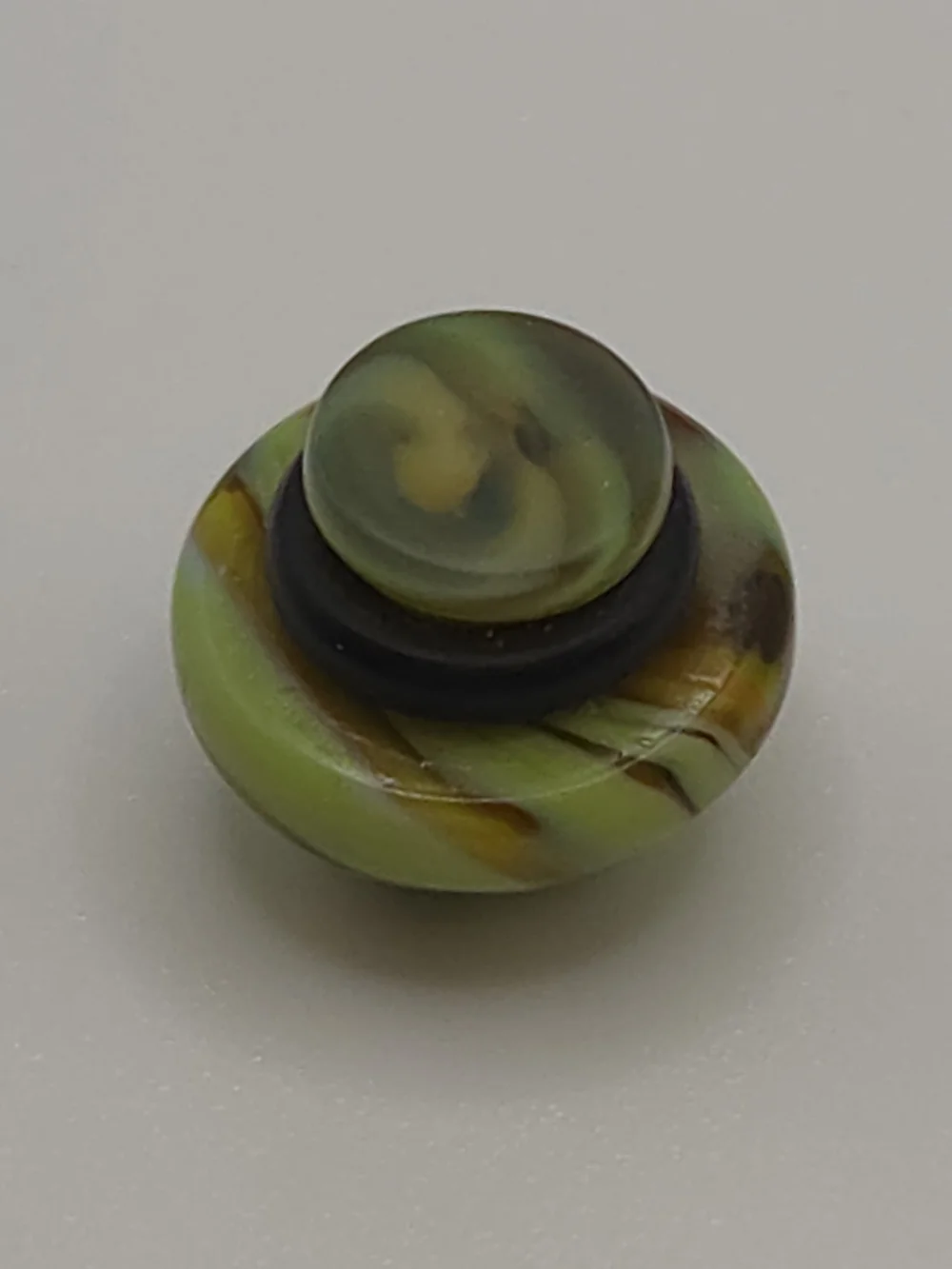 Kameleon Brown And Green Swirl Murano Glass Pop